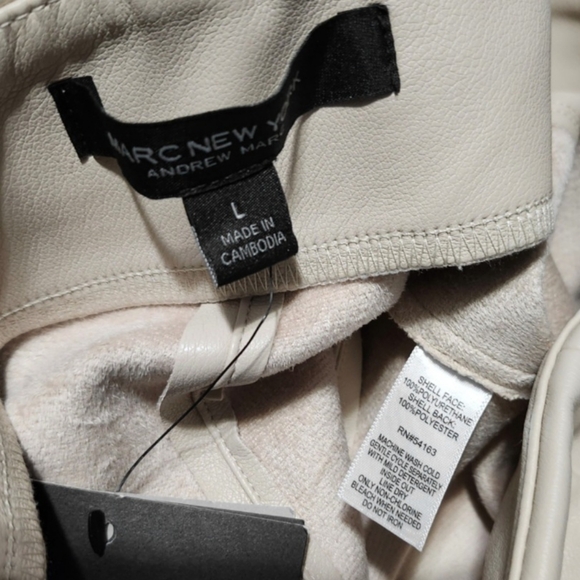 Marc New York Faux Leather Slim Skinny Pants Womens Size Large Cream Latte - Picture 5 of 5